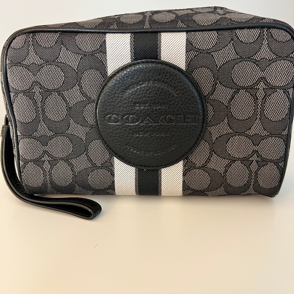 Coach Signature Black and White Toiletry Bag